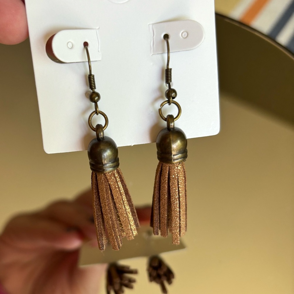 Handmade Gold Tassel Earrings